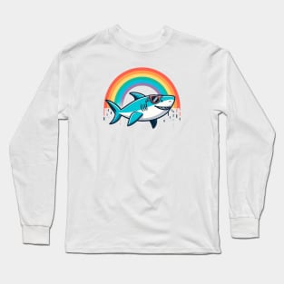 Shark on the Rainbow Long Sleeve T-Shirt